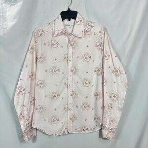 Paul & Joe pink pinstripe butterfly button down shirt size M